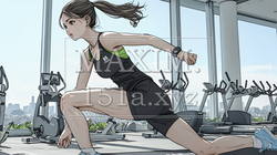 ストレッチトレーニングをしている若い女性