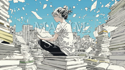 山のような本や資料をむさぼるように読んでいる