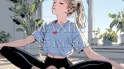 ヨガのクラスに参加している若い女性