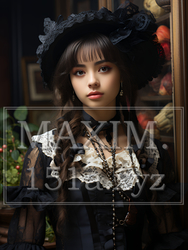 ゴシックロリータファッションの女性｜幻想的で美しいダークロマンティック・イラストポートレート｜715467-18045