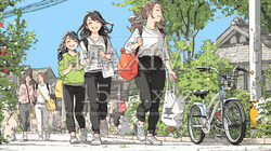 道端で会話を楽しむ若い主婦たち（ママ友たち） | 1634612-16831