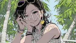 タンクトップ姿が魅力的な若い女性。