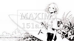 若い女性サーファーと夏のビーチの風景（シンプルな色使い）