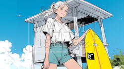 若い女性の海水浴場監視員（ライフガード） | 165599-6135