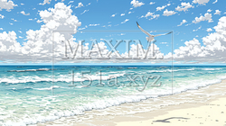 夏の海と空と白い浜辺 | 1673701-8320