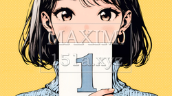 数字の「1」を掲げている若い女性 | 1696816-15474