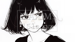 嫉妬の表情を浮かべる若い女性（シンプルな色使い） | 1698734-17133