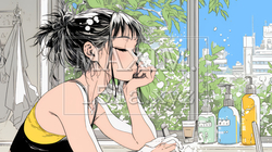 スキンケアを念入りに行う若い女性 | 1703373-15897
