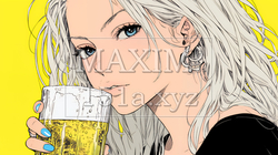 ビールを飲んでいる女性 | 1709955-12400