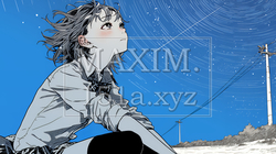 星空を眺めている若い女性｜1744373-10344