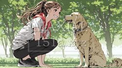 愛犬を調教している若い女性｜1612197-10864