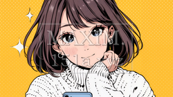 楽しそうにスマホ画面を眺めている若い女性 | 1788046-14988