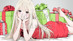 クリスマスプレゼントをたくさんもらって大喜びの若い女性 | 1796768-13513