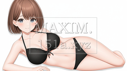 青い水着を着た若い女性