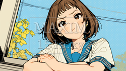 「ふん！」という表情でそっぽを向いている制服を着た女子高生｜1827778-13727