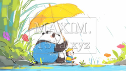 さようなら・元気でね！わたしたちのパンダ（クレヨン＋水彩画風） | 1860896-9157