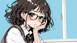 「つまんないの」と不貞腐れている制服を着た女子高生