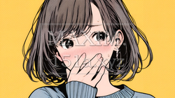 失言をして恥ずかしくて思わず口を手で覆っている若い女性｜213848-7872