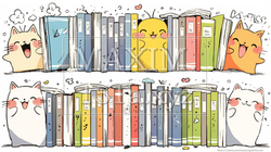 みんな本が大好き：読書週間や読書を促すためのかわいい挿絵・背景画 | 1878343-5395