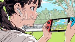 ビデオゲームで遊んでいる若い女性