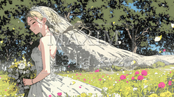 白いウェディングドレスを着ている花嫁：ジューンブライド | 188555-8786