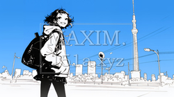 若い女性が佇む都市の街角（シンプルな色使い）｜1934364-10156