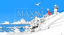 夏のビーチの風景（シンプルな色使い） | 1957769-10061