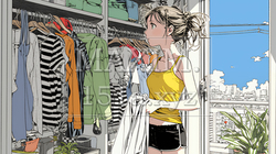 着ていく服をクローゼットから選ぶ若い女性 | 1971590-15937