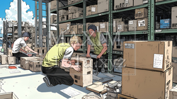 倉庫で配送作業をしている人たち | 1989641-7106