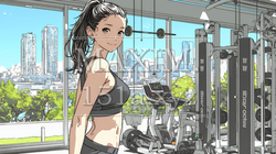 休日にジムで軽く運動する若い女性 | 1992700-16271