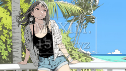 沖縄の海辺のリゾートホテルでリゾッチャしている若い女性
