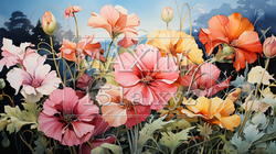 南国の花々が咲き乱れる庭：水彩画 | 202660-18562