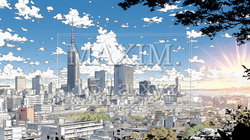 都市の町並みと青空 | 2036048-11566