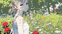 バラ園を散策している若い女性 | 2039069-11084
