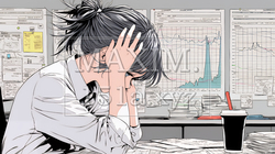 金融市場の急激な変動で頭を抱えている女性 | 2041355-16475