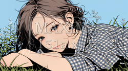 心地よさそうに地面に身を横たえる若い女性 | 2042634-15434