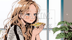 ピザを食べている若い女性 | 2042909-9190
