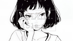 嫉妬の表情を浮かべる若い女性（シンプルな色使い） | 2076272-17137