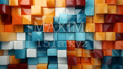 色とりどりのプラスチックブロックで構成されたジオメトリックな背景 | 207803-19607