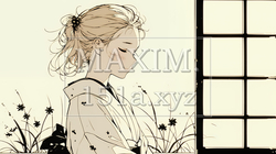 浴衣姿で夕涼みをしている若い女性（シンプルな色使い） | 2087652-16330