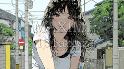 夏の急な雨でびしょ濡れの若い女性｜2106926-9245