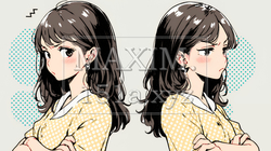 頬を膨らませ、腕を組んでイライラしている女性 | 2129444-8087