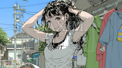ヘアーシャワーの後の濡れ髪の若い女性 | 2152891-8626