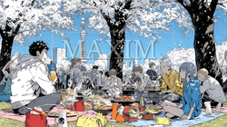 満開の桜の下で仲間たちと花見宴会｜1947515-7331
