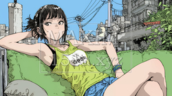 下着姿でくつろいでいる若い女性 | 2168470-12678