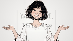 両手を広げて歓迎・驚きの仕草をしている若い女性（シンプルな色使い） | 2170534-14582