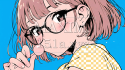 ロリポップをなめているメガネっ娘