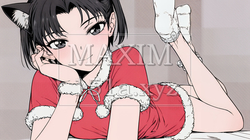 クリスマスファッションの若い女性