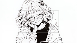 楽しそうにスマホ画面を眺めている若い女性（シンプルな色使い） | 2187870-14949