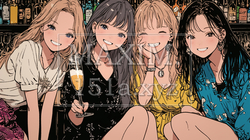 女子会：気の合う女友達が集まり、酒を交わし、おいしい食事をしながら、仕事の話や恋バナをしている | 2212165-5046